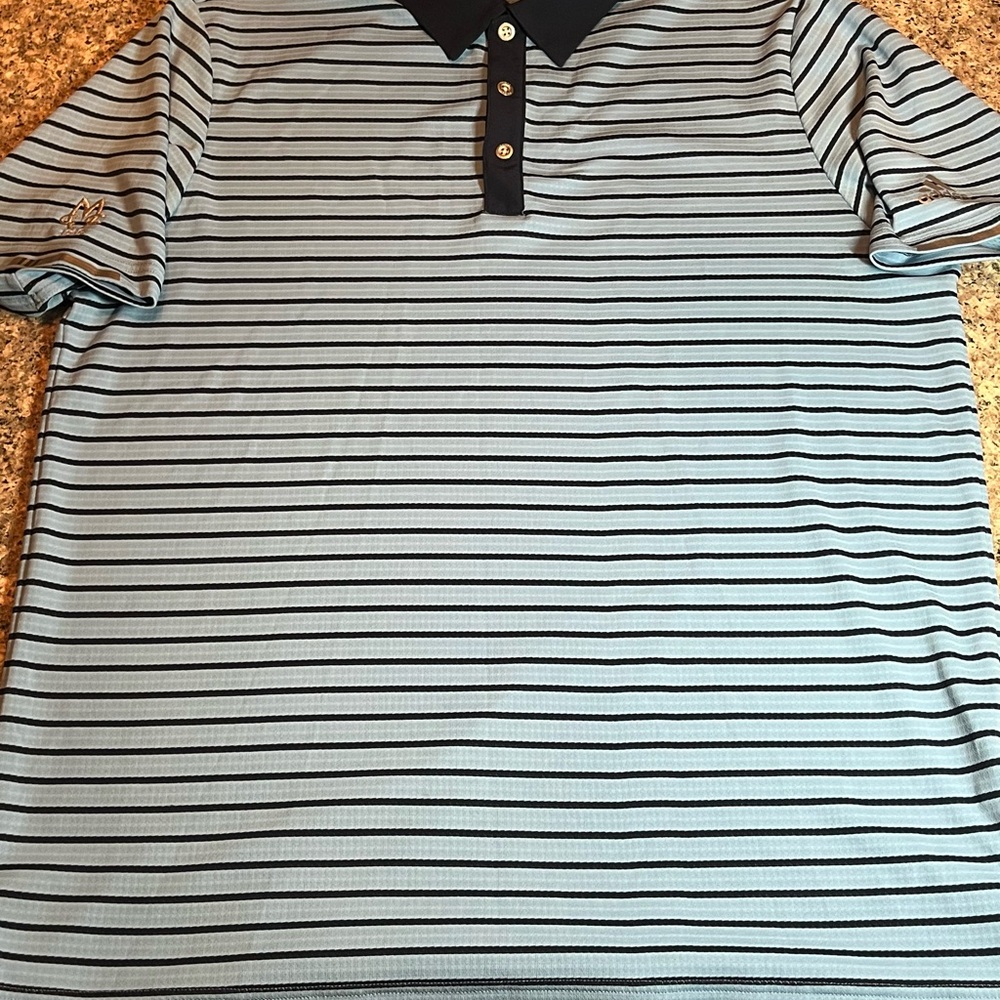 Adidas Heat Rdy Golf Polo Blue With Navy Stripes Men’s Size L